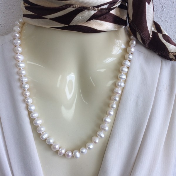 Riečne perly korále 33 - biele (45 cm)
