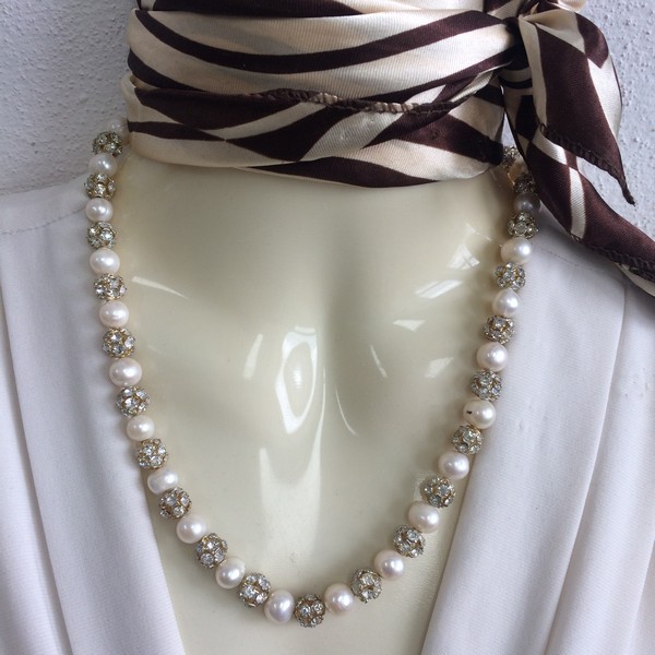 Riečne perly korále 40 - biele, spoločenské, 45 cm