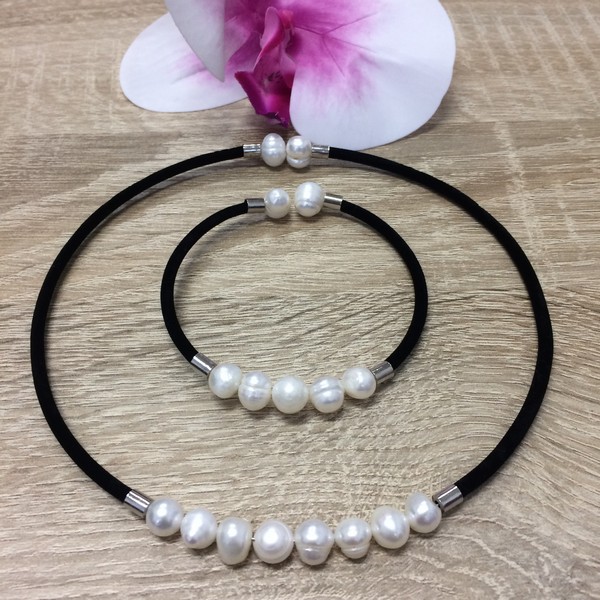 Riečne perly súprava 82- biele