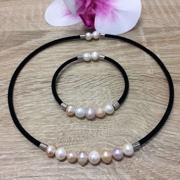 Riečne perly súprava 88- bielo, ružovo, fialové