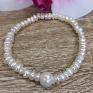 Riečne perly náramok 34, biely